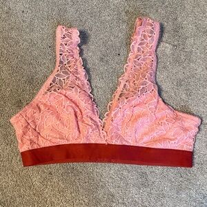 Aerie Coral Lace Unlined Bralette Size L